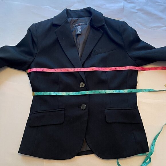 NY & Co Black Stretch Metallic Stripe Blazer Size 6 - Picture 15 of 16